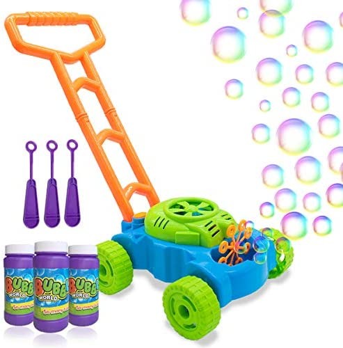 Lydaz Bubble Lawn Mower for Toddlers, Kids Bubble Blower Maker Machine, Summer Outdoor Push Backyard Gardening Toys, Birthday Gifts Party Games Push Toys for Preschool Baby Boys Girls