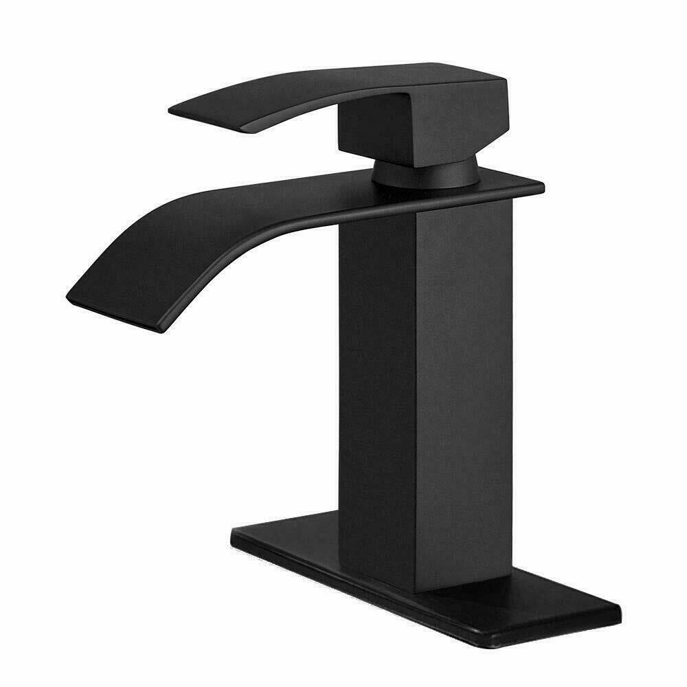 Waterfall Bathroom Sink Faucet Single Handle Hole Vanity Mixer Taps with Cover